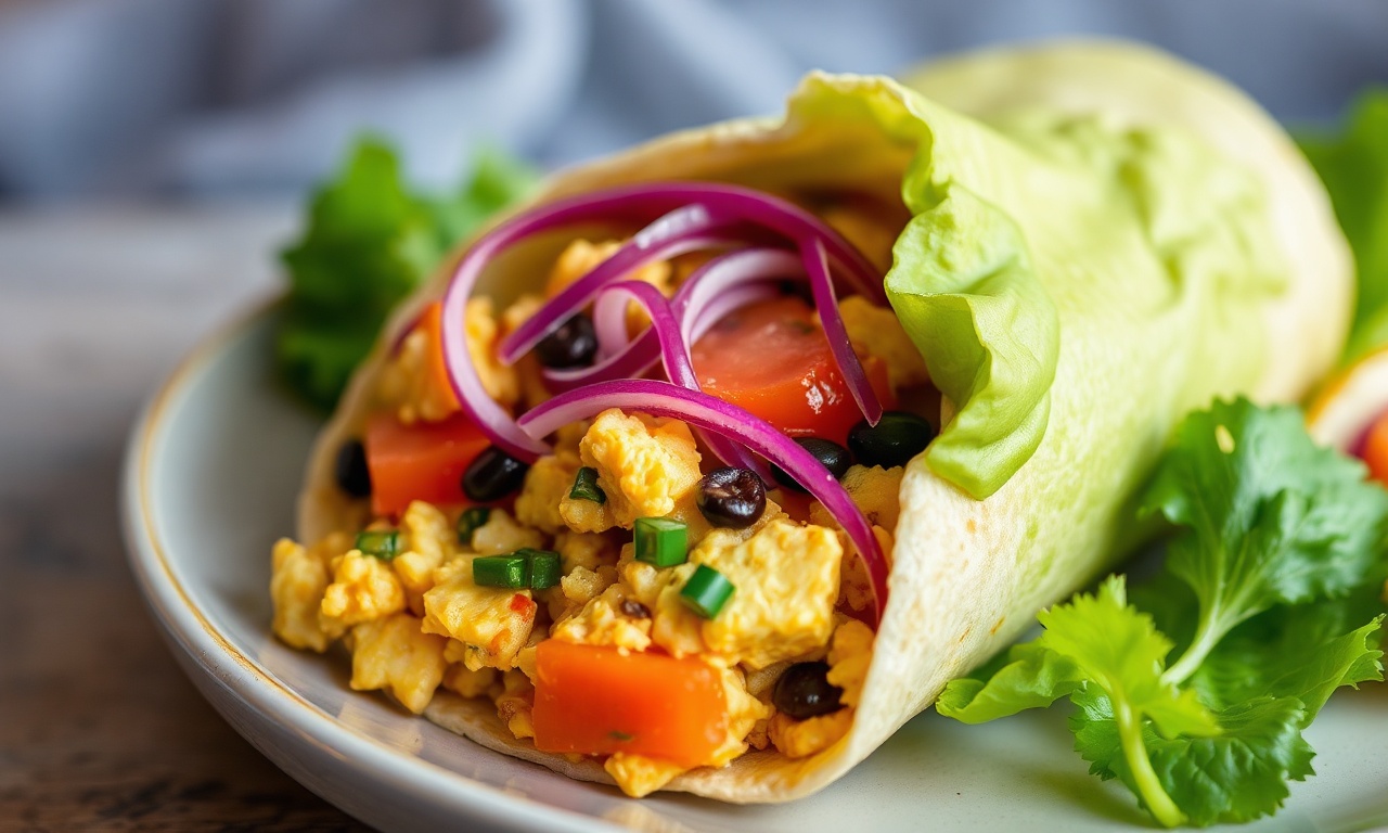 Delicious Power: Tofu scramble vegan burrito, packed with protein.