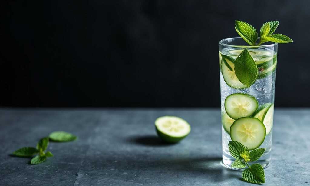 Perks cucumber mint water: Refreshing, healthy hydration for your day.