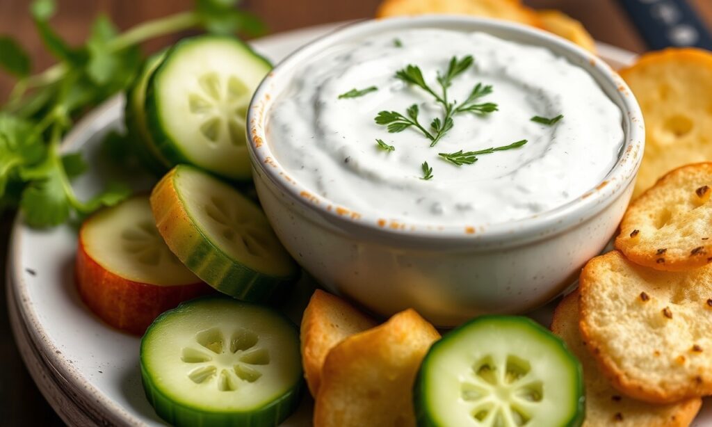 Timeless Tzatziki: Classic Greek cucumber yogurt dip, cool and creamy.