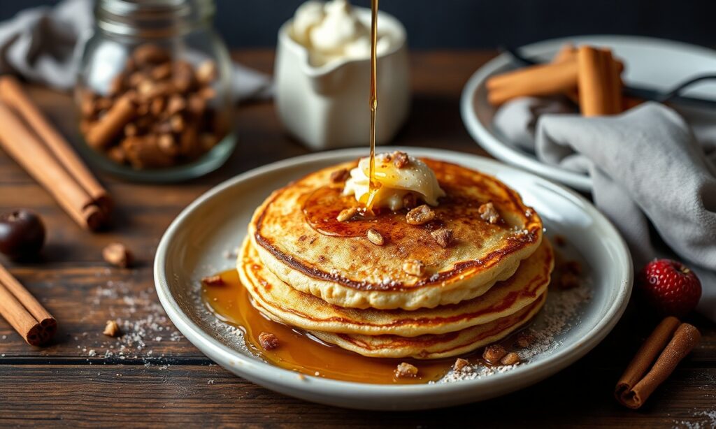 Irresistible sweet griddled pancakes with cinnamon nut filling.