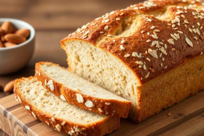 Keto almond flour bread loaf, a low-carb delight.