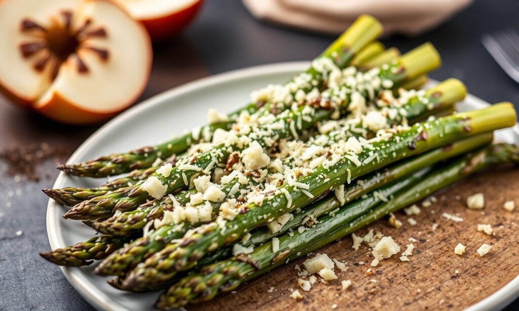 Incredible Garlic Parmesan roasted asparagus, a delicious and healthy side dish.