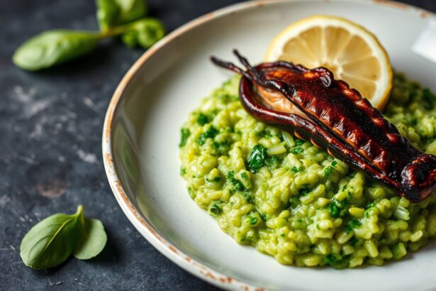 Delicious cuttlefish spinach risotto recipe.