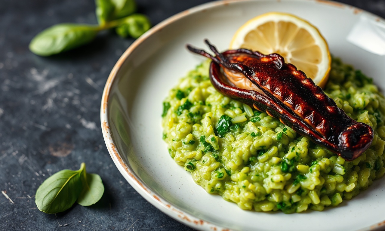 Delicious cuttlefish spinach risotto recipe.