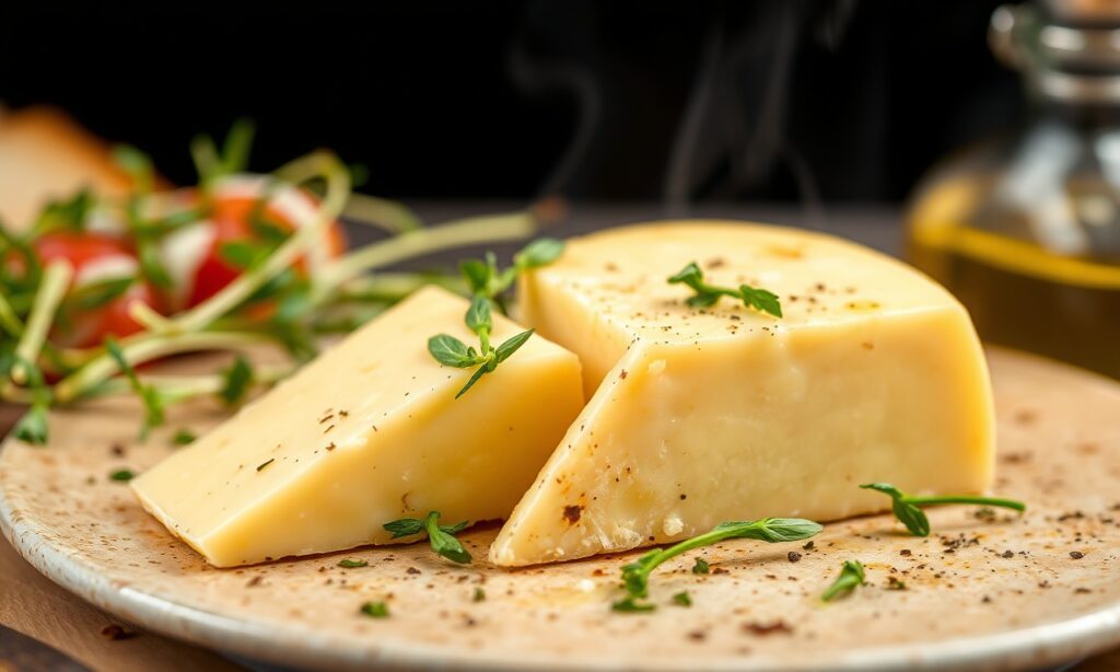 Delicious sizzling grilled provolone with oregano, Mediterranean flair.