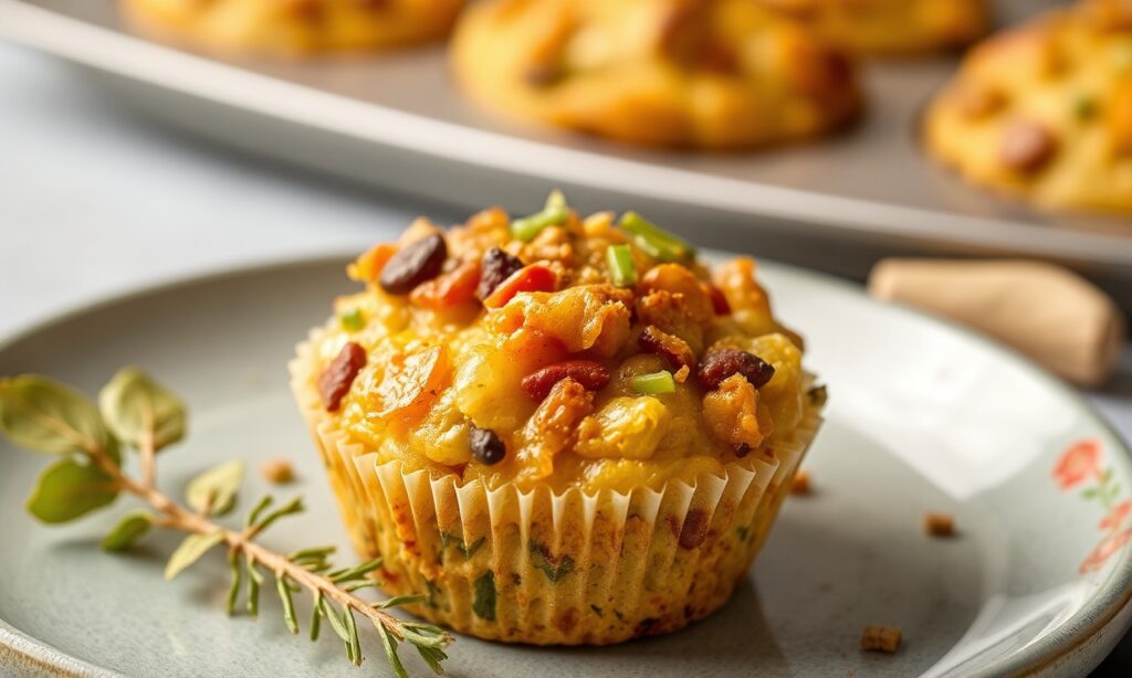 Savory Thanksgiving stuffing muffins, a festive twist on tradition.