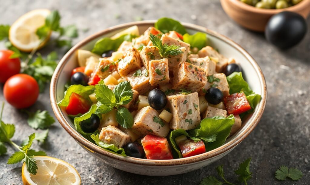 Irresistible Mediterranean tuna salad with beans and olives.