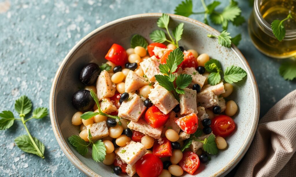 Irresistible Mediterranean tuna salad with fresh beans and olives.