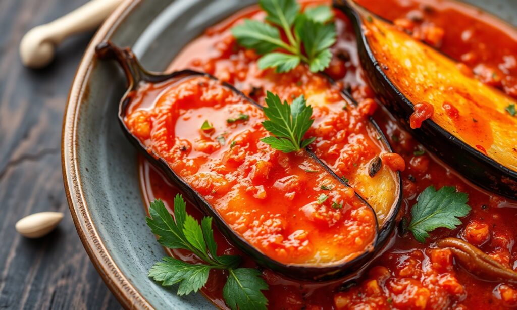 Savory eggplant in spicy garlic sauce, a fiery and satisfying dish.