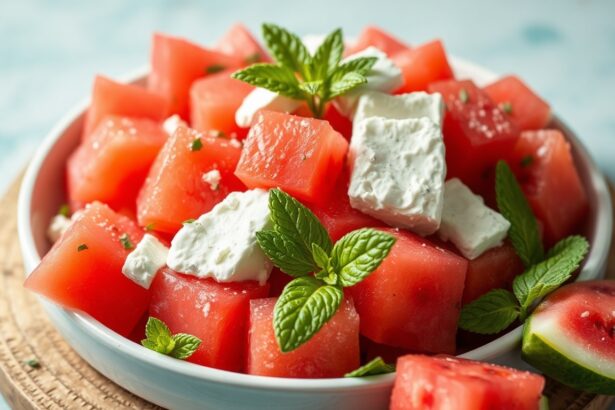 Perfect refreshing watermelon feta mint salad.