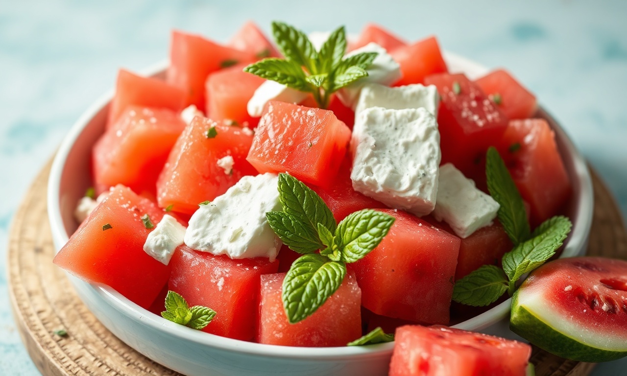 Perfect refreshing watermelon feta mint salad.
