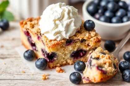 Heavenly blueberry crumb cake, a sweet berry delight.