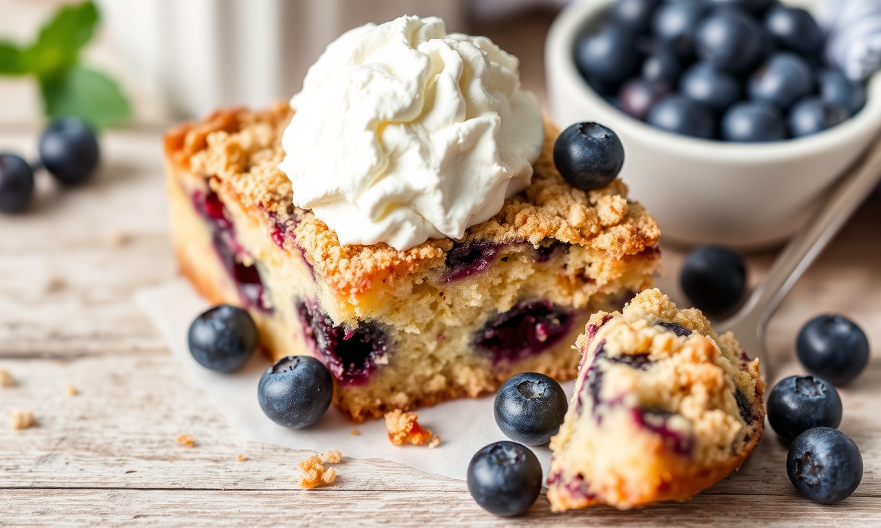 Heavenly blueberry crumb cake, a sweet berry delight.