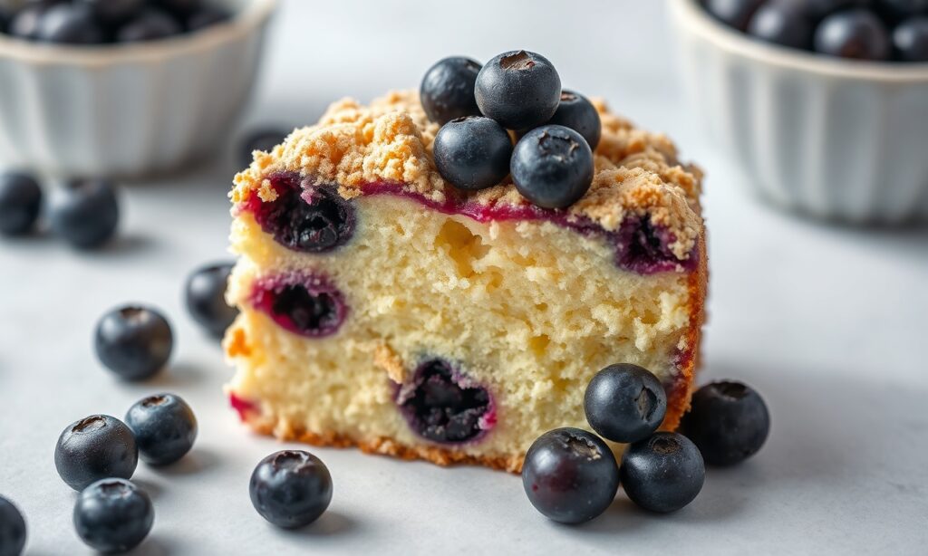 Heavenly blueberry crumb cake, a sweet berry delight.