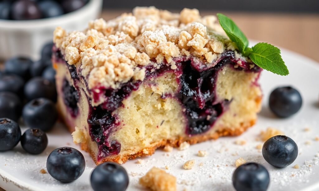 Heavenly blueberry crumb cake, a sweet berry delight.