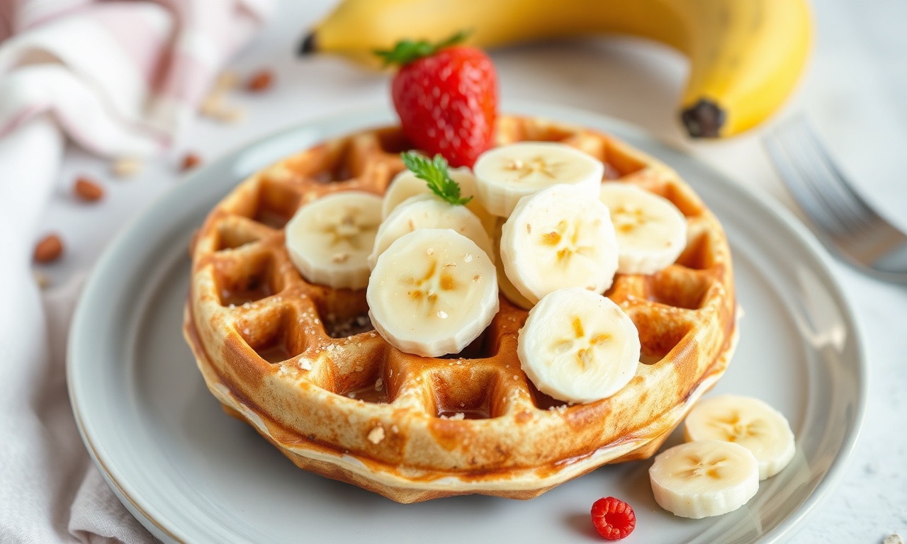 Irresistible fluffy gluten-free banana oat waffles, a sweet breakfast treat.