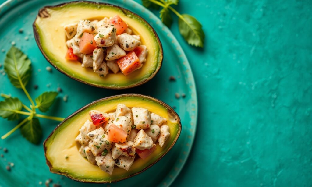Tuna stuffed avocado: healthy, creamy, classic snack delight.