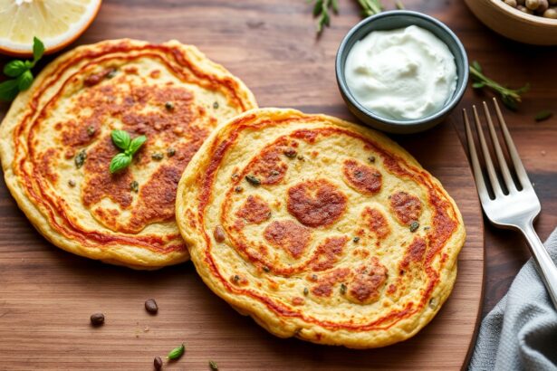 Hearty savory lentil herb pancakes, flavorful twist on breakfast.