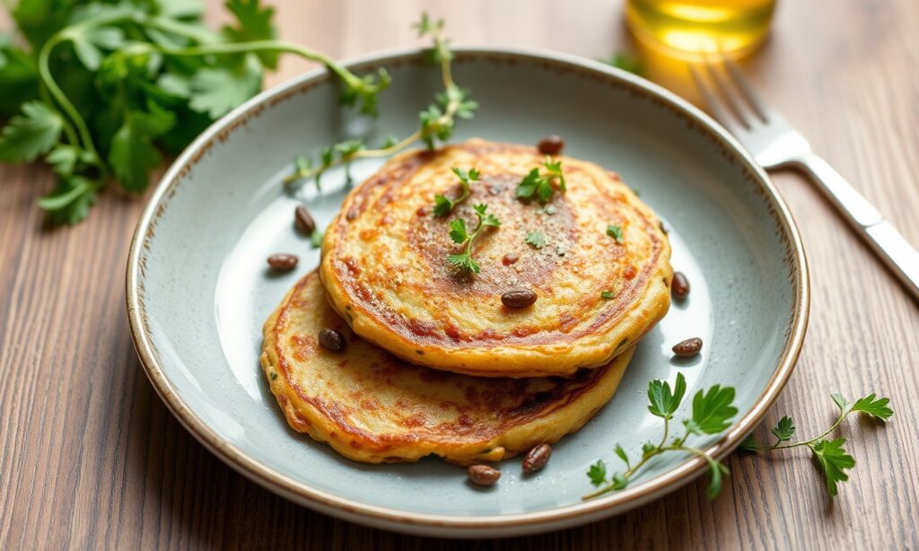 Hearty savory lentil herb pancakes, a flavorful comfort food twist.
