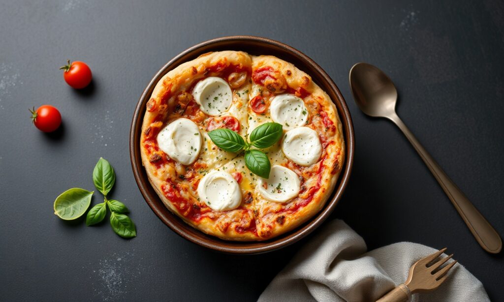Delicious low-carb Pizza Bowl recipe, comforting and crustless.