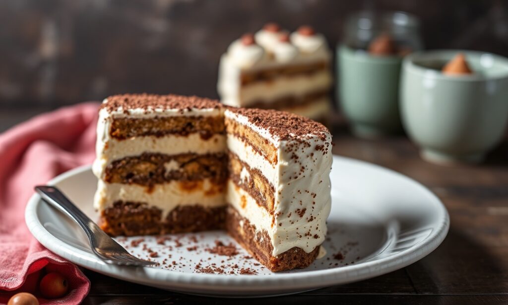 Decadent Tiramisu layer cake, a coffee-infused delight.