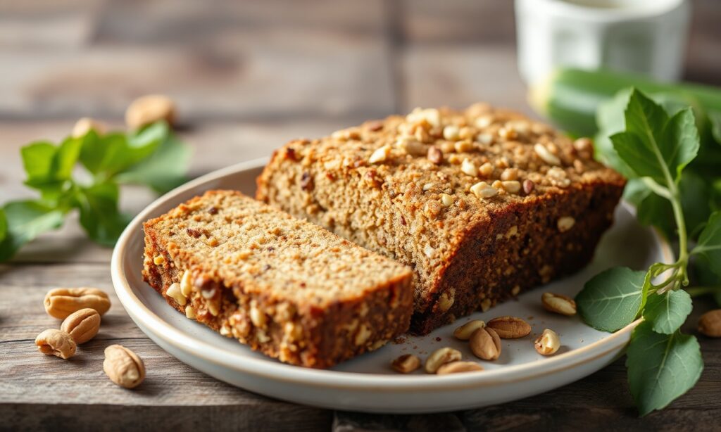 Delicious Keto Zucchini bread with walnuts, a low-carb sweet treat.