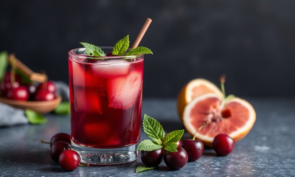 Sleepy Girl mocktail: tart cherry juice for restful sleep.