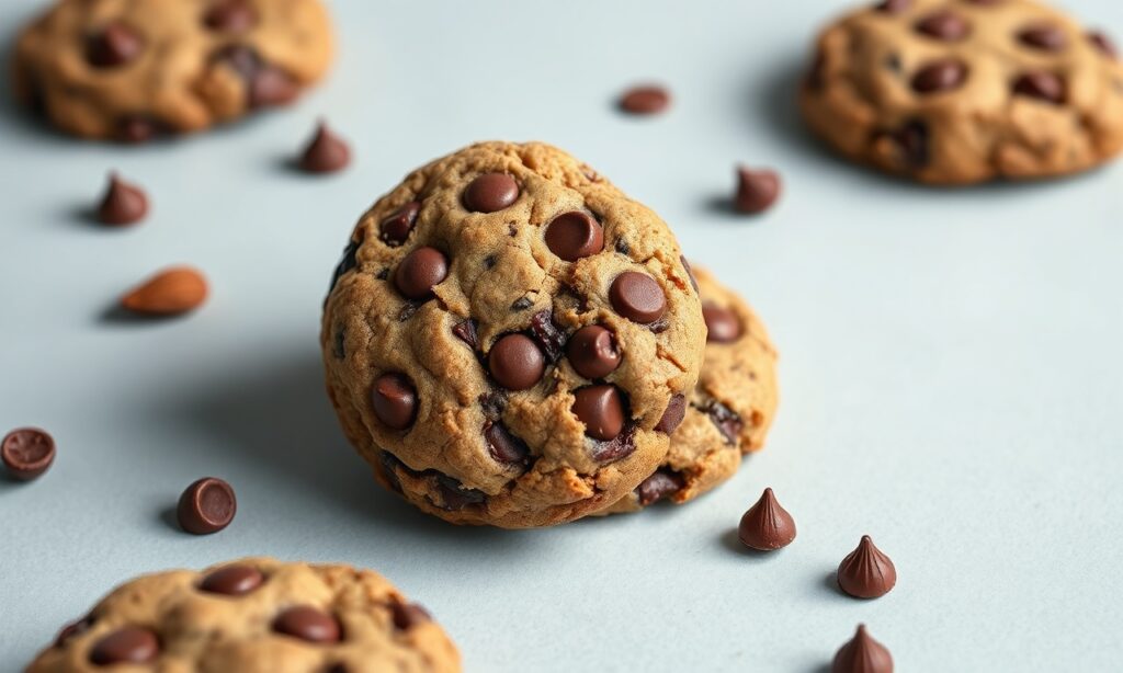 Decadent keto vegan chocolate chip cookies, rich and guilt-free indulgence.