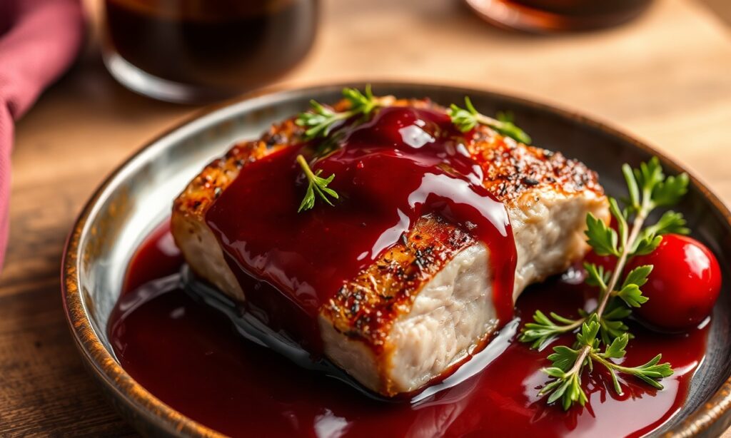 Savor seared duck breast with lush cherry sauce recipe.