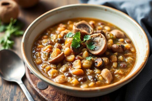 Hearty lentil and mushroom stew, a comforting vegan meal.