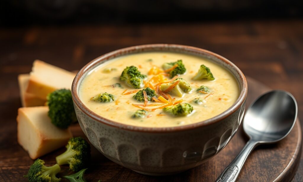 Creamy Keto broccoli cheddar soup, a low-carb, comforting bowl.