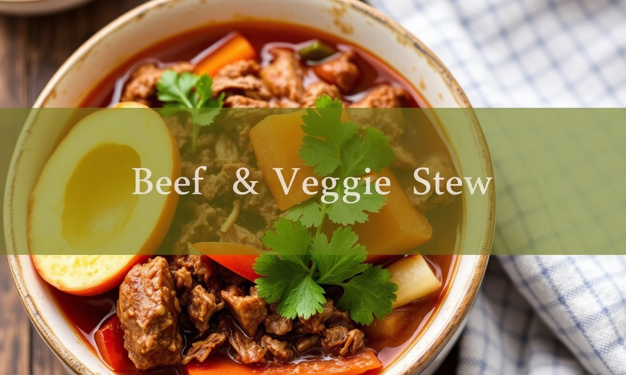 Hearty shredded beef and veggie stew, a comforting classic dish.
