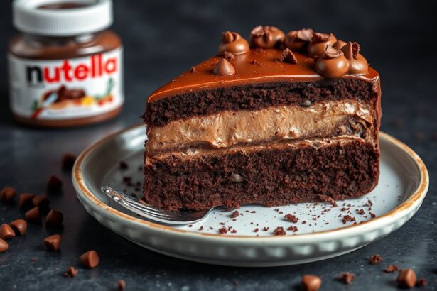 Decadent Nutella-stuffed chocolate cake recipe, rich and delicious.