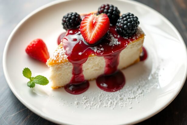 Heavenly Angel food cake with fresh berry compote.