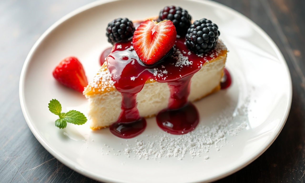 Heavenly Angel food cake with fresh berry compote.