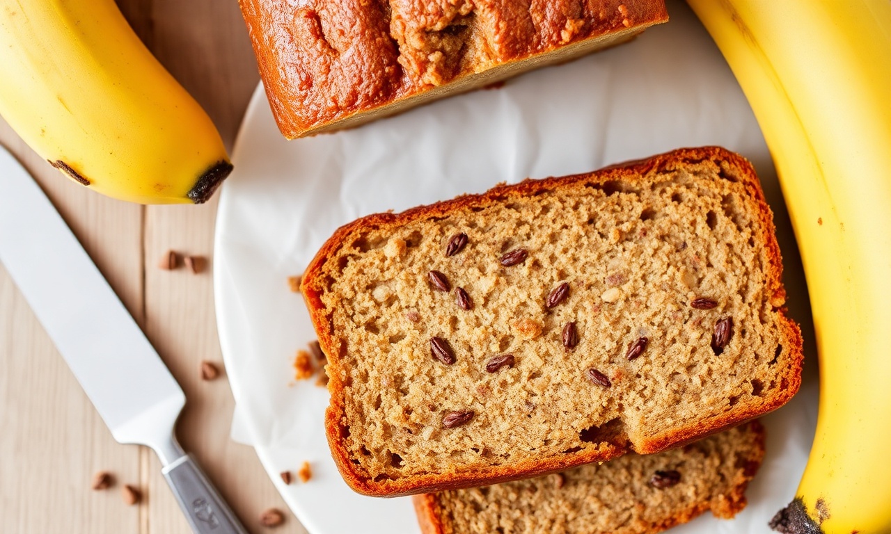 Moist vegan banana bread, sweet and simple recipe.