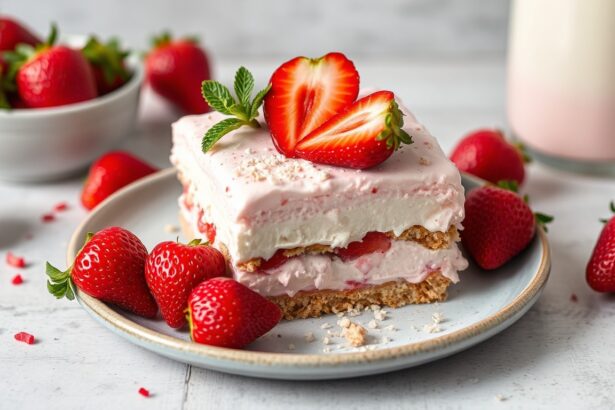 Irresistible strawberry crunch ice cream cake, a sweet delight.