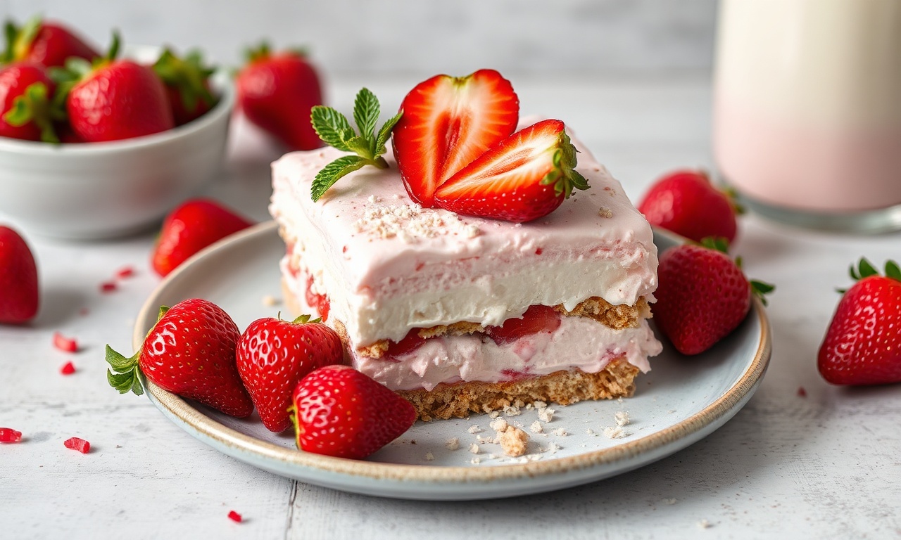 Irresistible strawberry crunch ice cream cake, a sweet delight.
