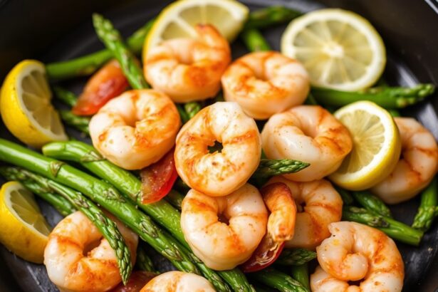 One-pan lemon shrimp asparagus, fresh and easy dinner.