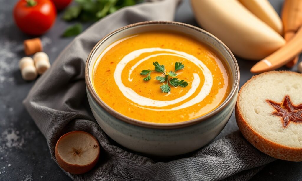 Velvety creamy blended vegetable soup magic for a comforting meal.