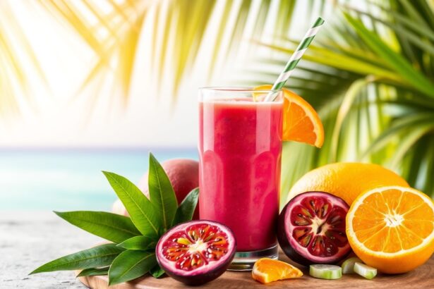 Tropical Boost: Passion fruit and orange smoothie recipe.