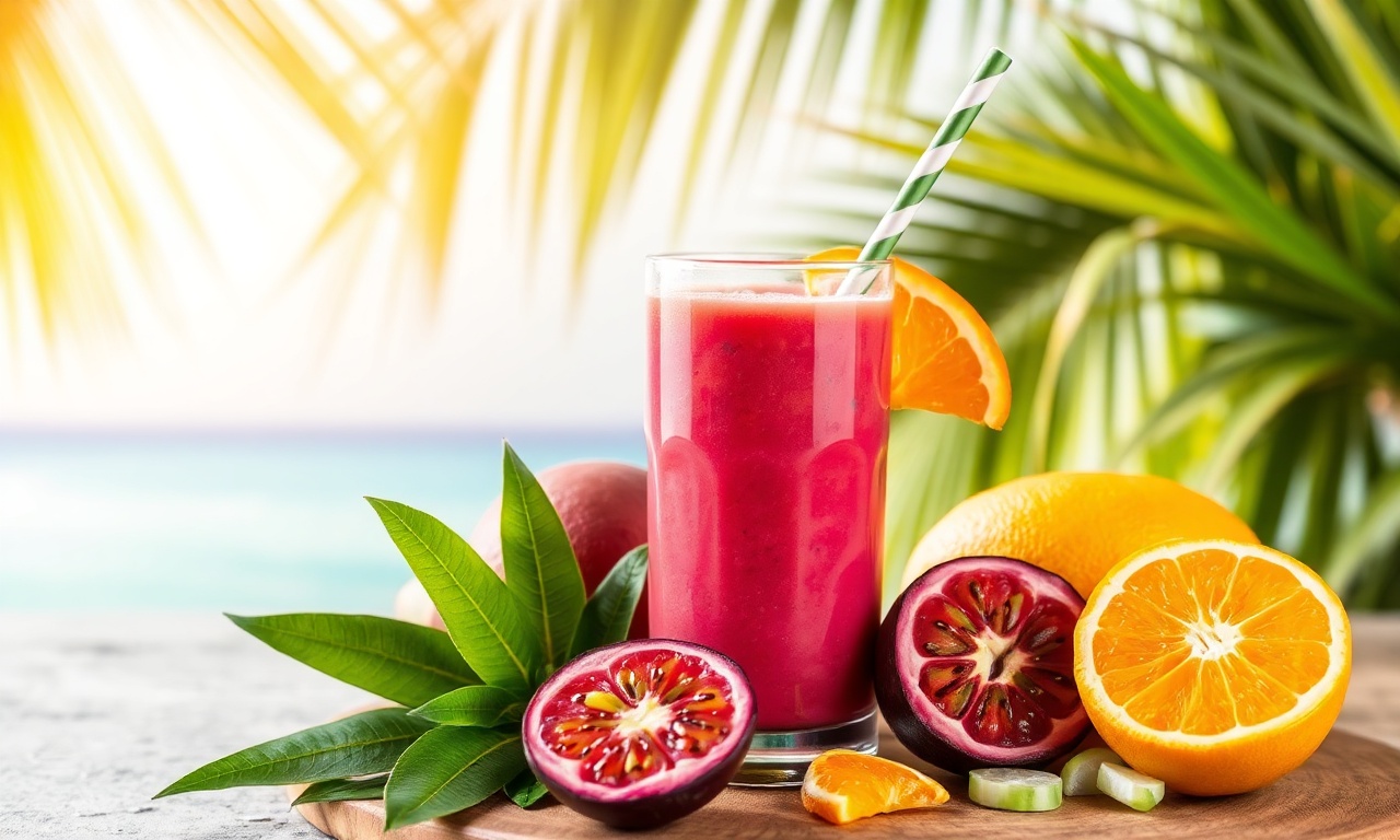Tropical Boost: Passion fruit and orange smoothie recipe.