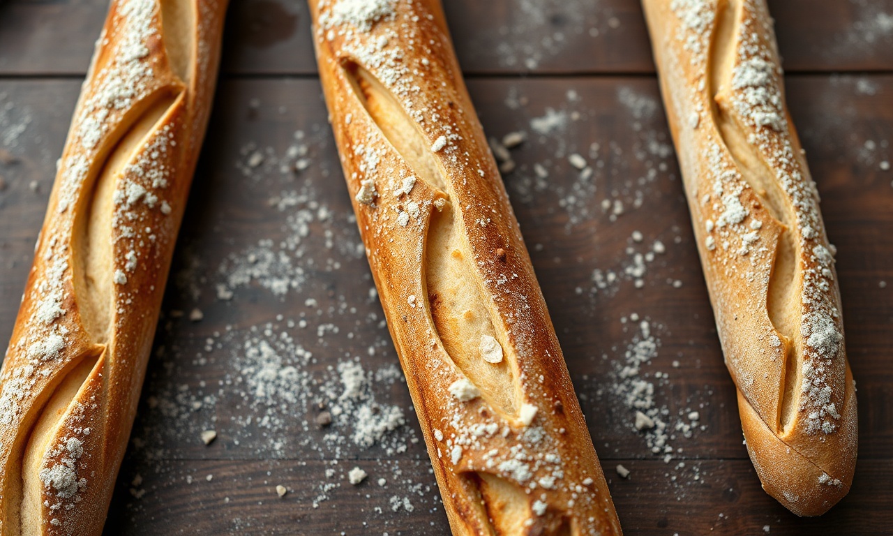 Timeless art of a golden French baguette, its rustic charm evident.