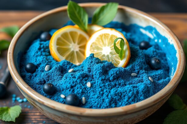 Dive wellness: Vibrant blue spirulina bowl, healthy breakfast inspiration.