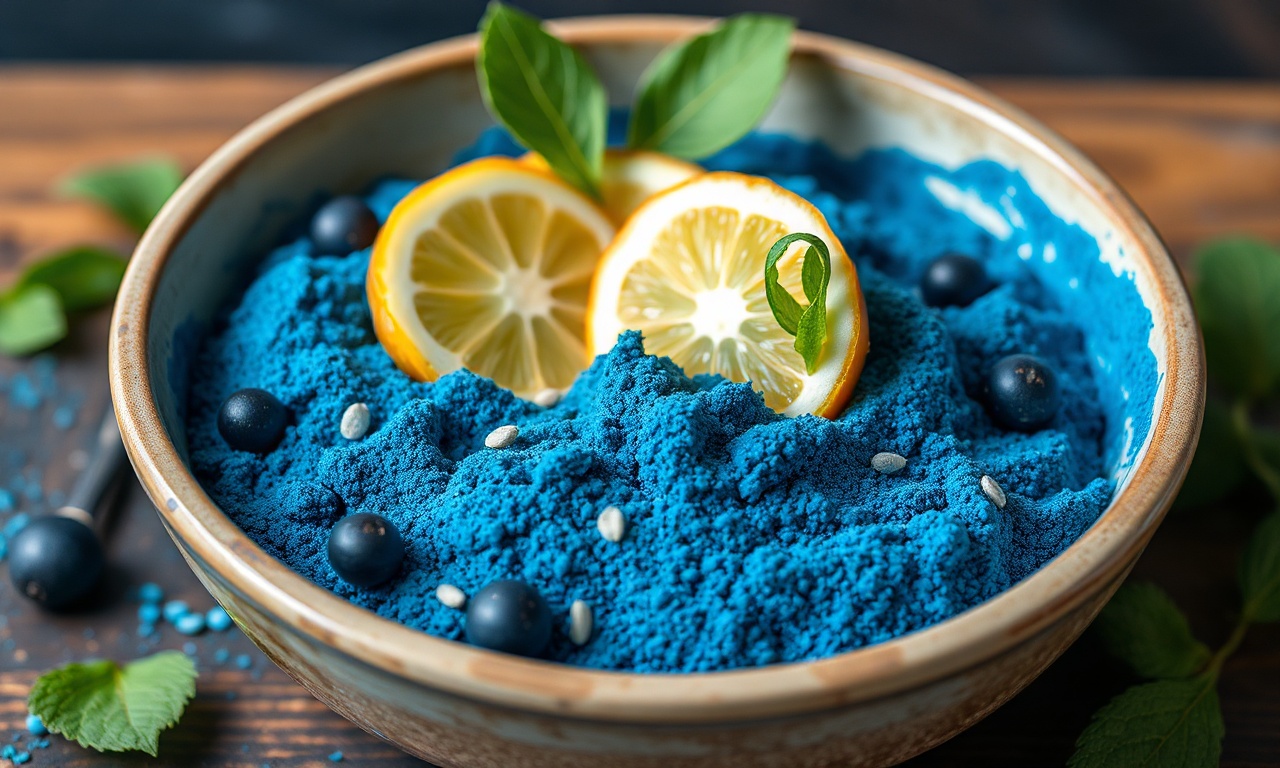 Dive wellness: Vibrant blue spirulina bowl, healthy breakfast inspiration.
