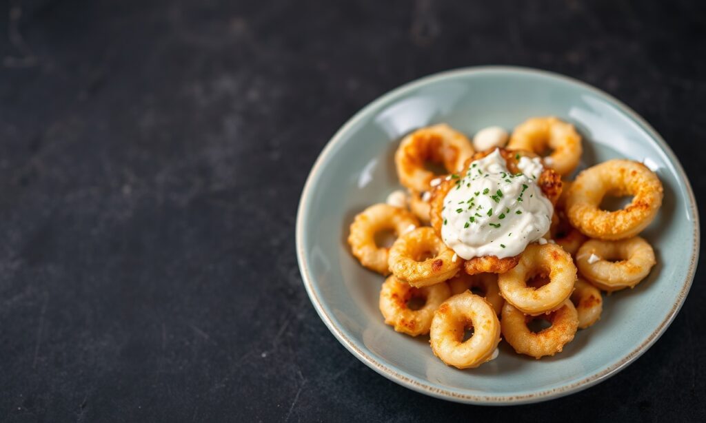Golden crispy calamari, expert techniques, zesty lemon aioli.