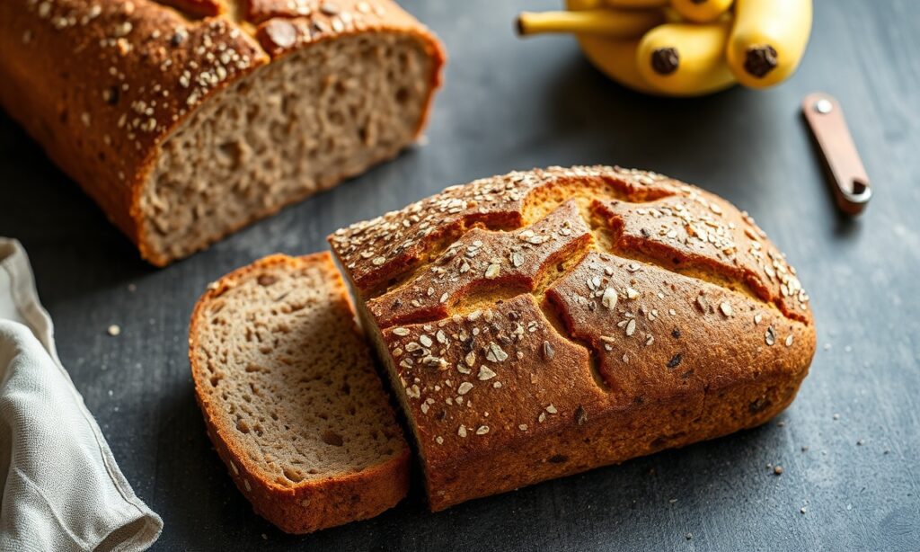 Rustic corn rye loaf with crackly crust, baked to perfection.