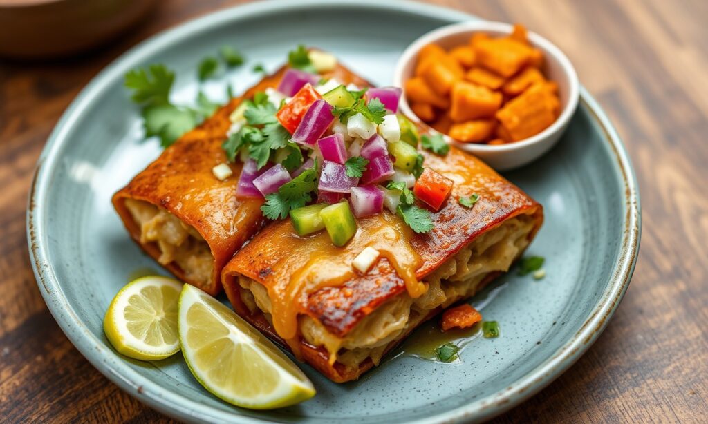 Vegan jackfruit tamales recipe, served hot with bright garnishes.