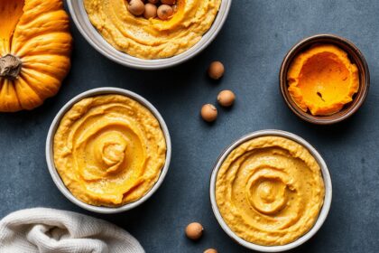 Cozy creamy butternut squash hummus recipe, perfect for dipping.