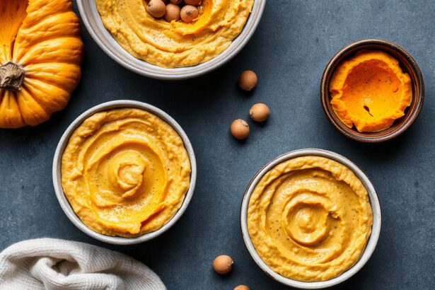 Cozy creamy butternut squash hummus recipe, perfect for dipping.